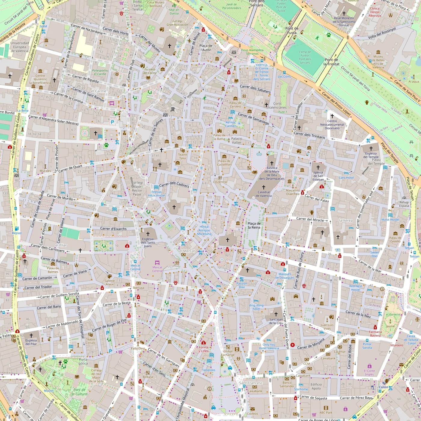 Map of València old town centred on ADEIT